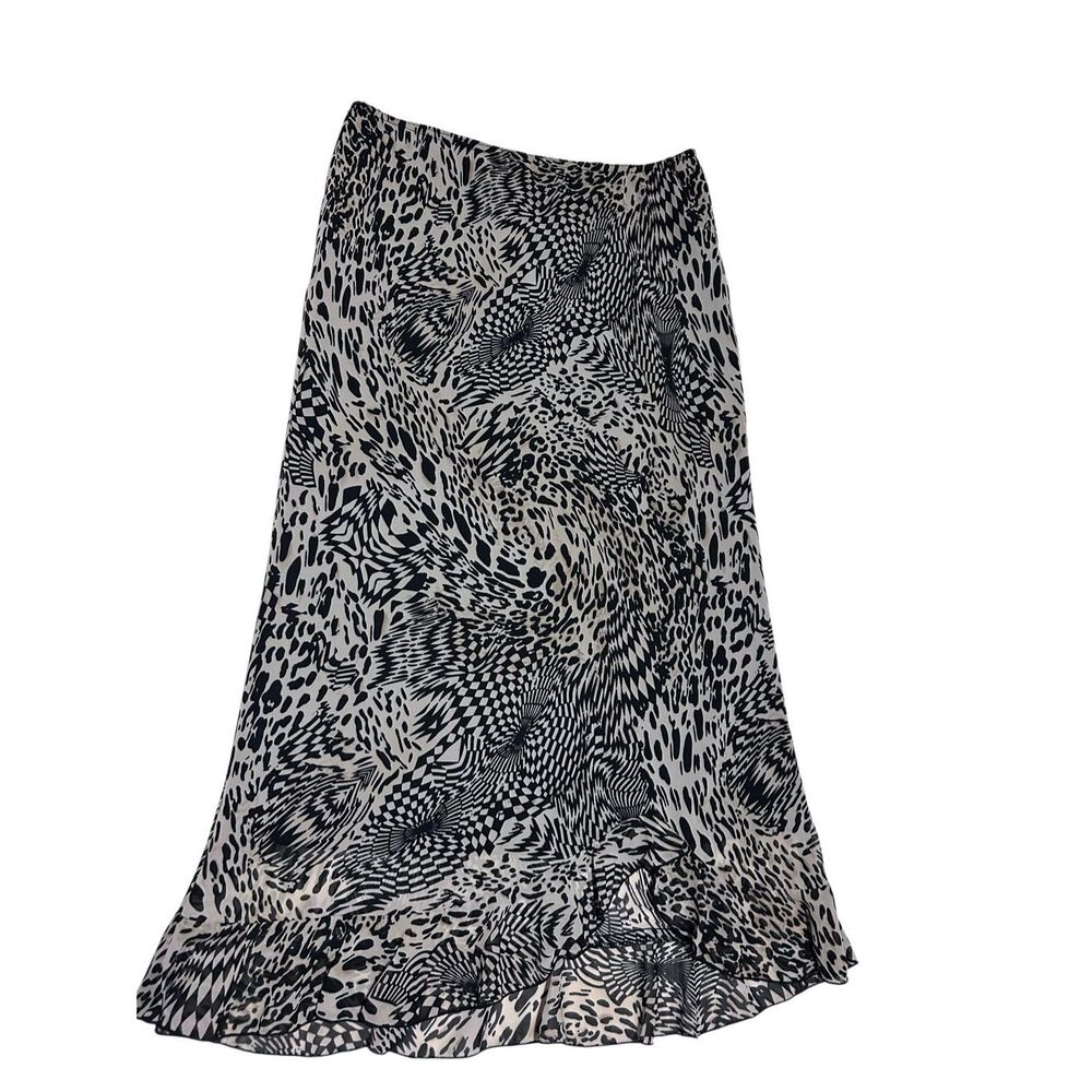 L Amadei By D.P. Altomonte Animal Print Max Skirt Ruffled Ends Women’s Size XL V